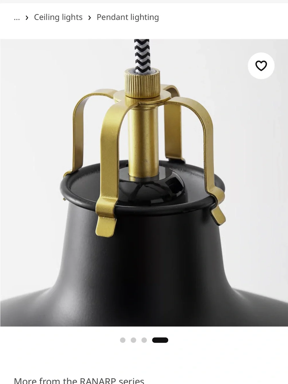 IKEA Black and Gold Pendant Ceiling Lamp